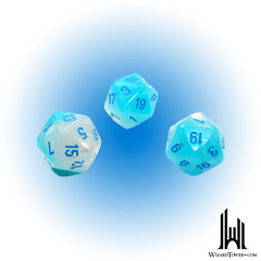 Gemini - Polyhedral Turquoise-White/Light Blue Luminary D20